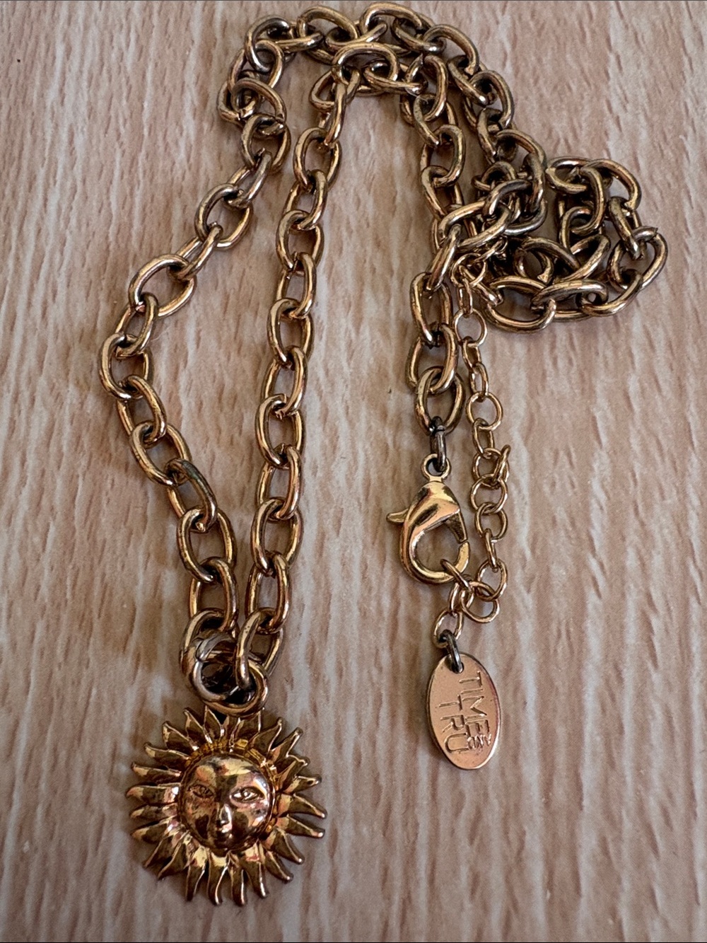 Mango Gold Sun Face Pendant Necklace